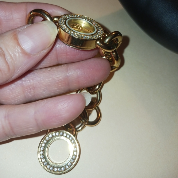 Michael Kors Watch Gold Chain Link Crystal Face MK Bling Watch - Picture 8 of 15